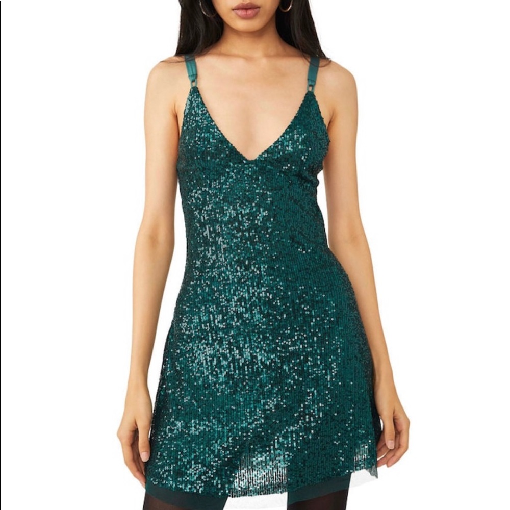 NWT free people emerald green sequin dress